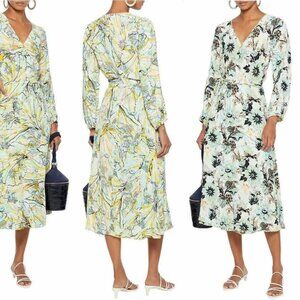Diane Von Furstenberg DVF Wrap Dress Evelyn Reversible Floral Crepe